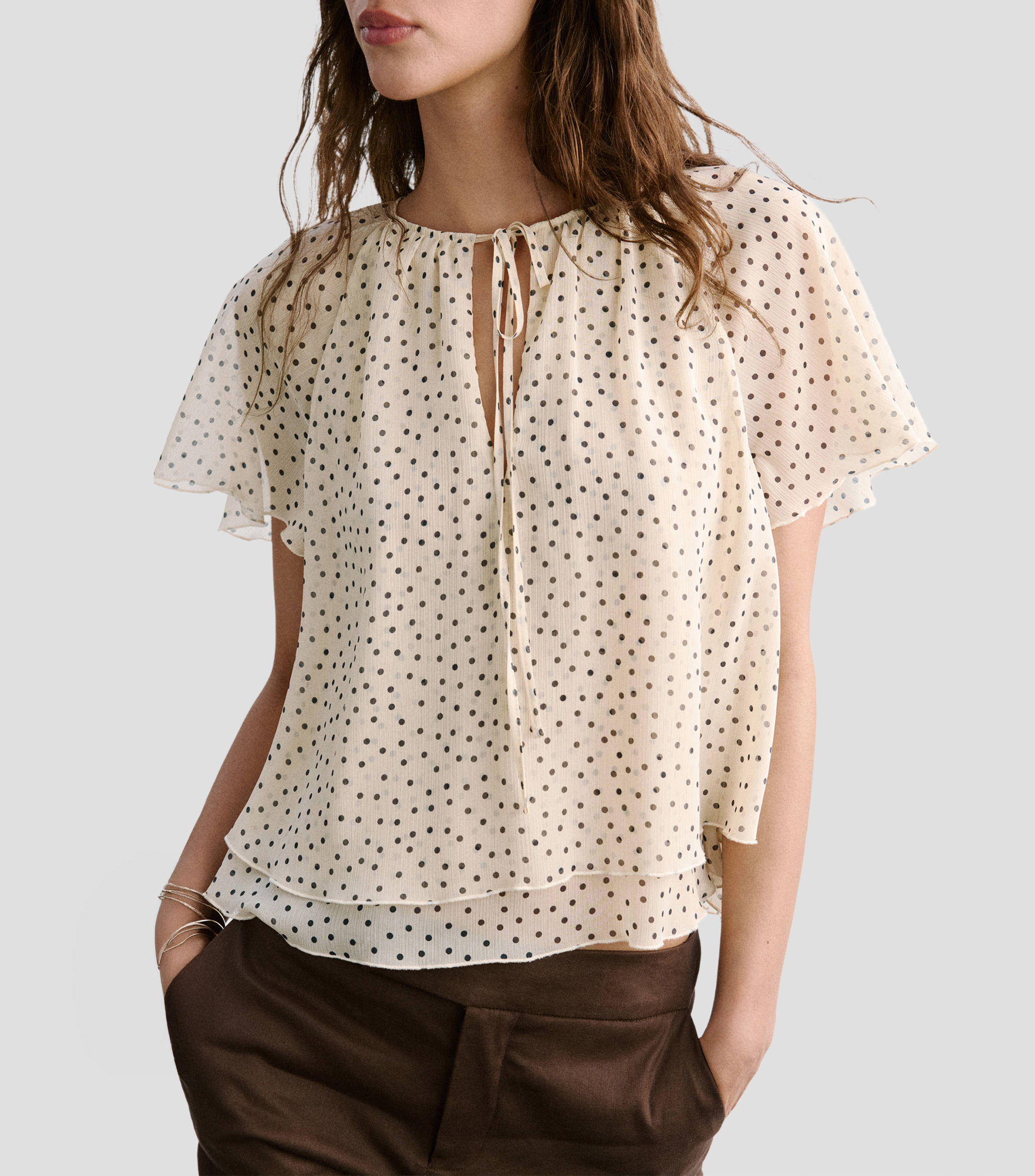 Blusa polkadots manga corta Mujer